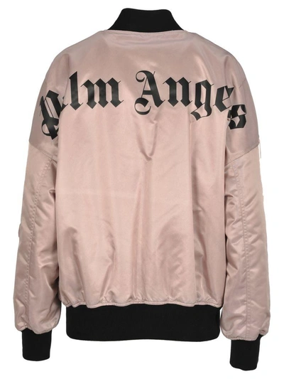 Shop Palm Angels Logo Over Bomber Pink Black In Pink/black