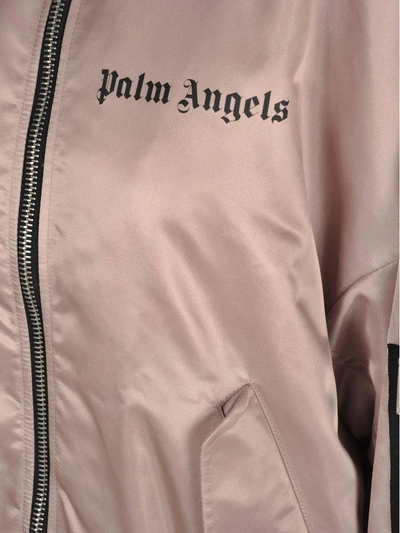 Shop Palm Angels Logo Over Bomber Pink Black In Pink/black