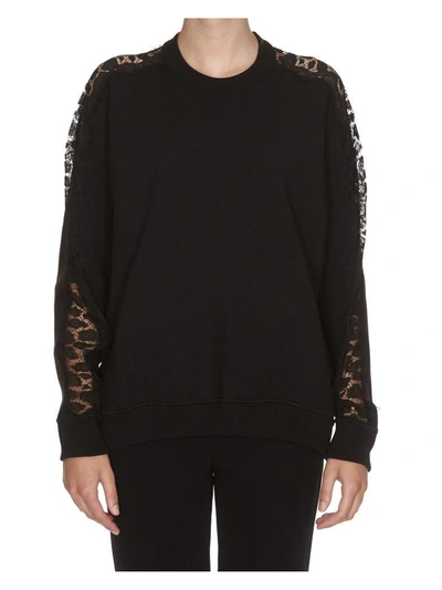 Shop Givenchy Lace Detail Sweatshirt In Black
