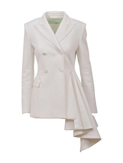 Shop Off-white Draped Blazer In White