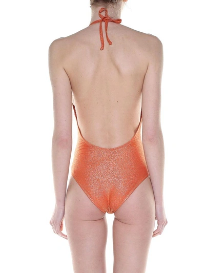 Shop Mimì À La Mer Mia Lurex Swimsuit In Orange