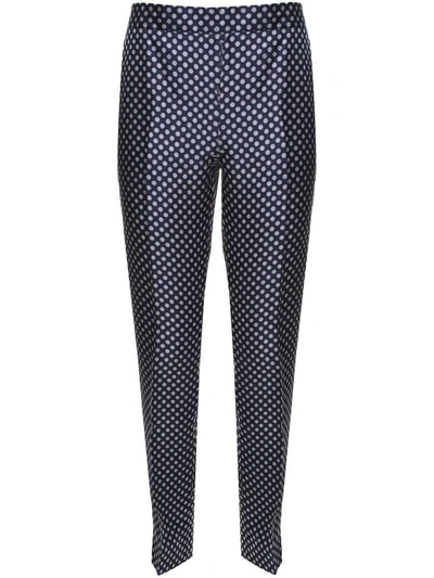 Shop Alberto Biani Tie-print Silk-twill Trousers In Blu