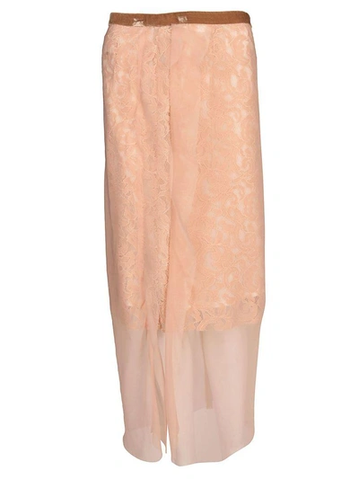 Shop Sacai Lace Skirt In Beige/beige