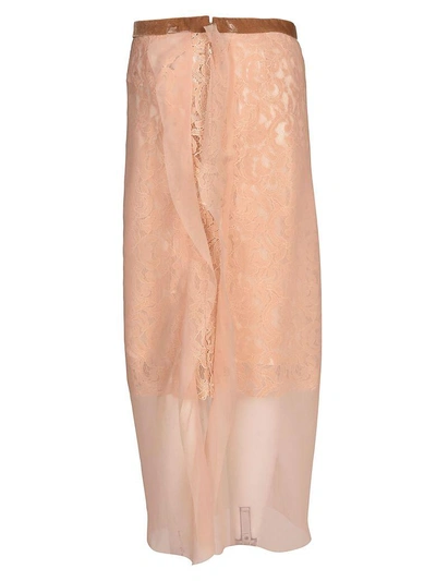 Shop Sacai Lace Skirt In Beige/beige