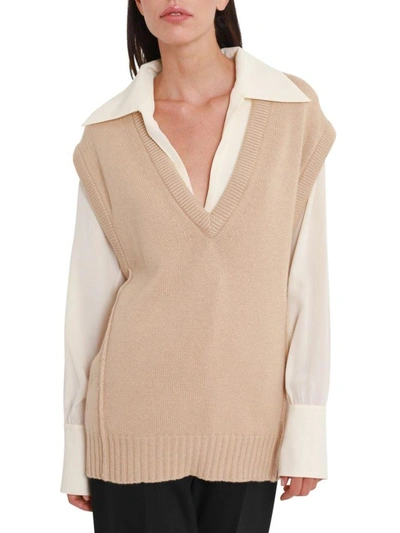 Shop Chloé Cashmere Knit Oversized Vest In Beige