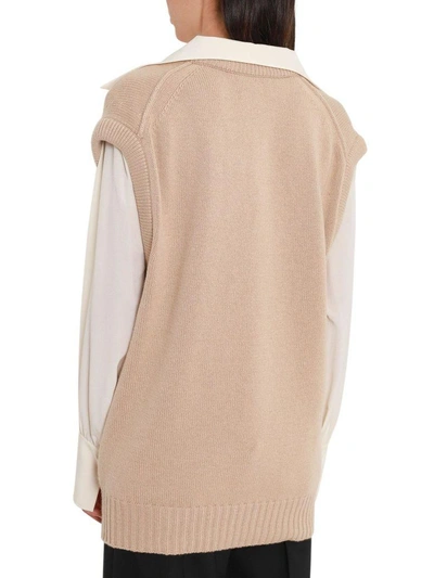 Shop Chloé Cashmere Knit Oversized Vest In Beige