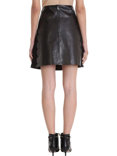 Shop Red Valentino Black Suede And Calf Leather Skirt