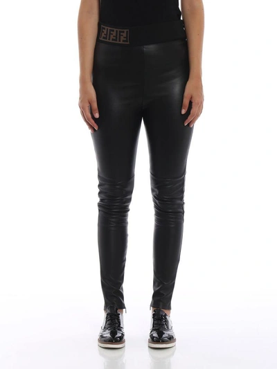 Shop Fendi Skinny Fit Biker Leggings In Gme Black