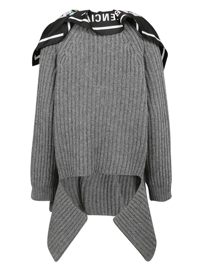 Shop Balenciaga V-neck Sweater In Heather Grey