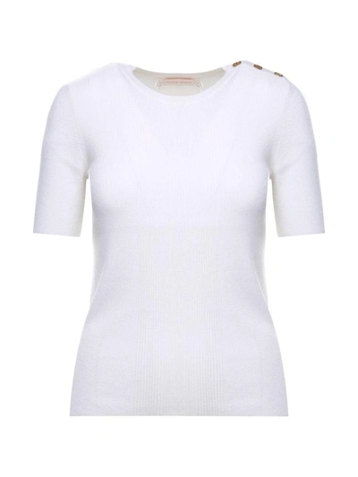 Shop Tory Burch Taylor Rib-knit Cashmere Top In Avorio
