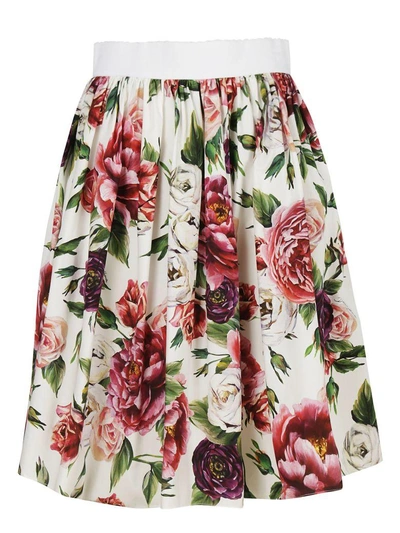 Shop Dolce & Gabbana Peony Print Skirt