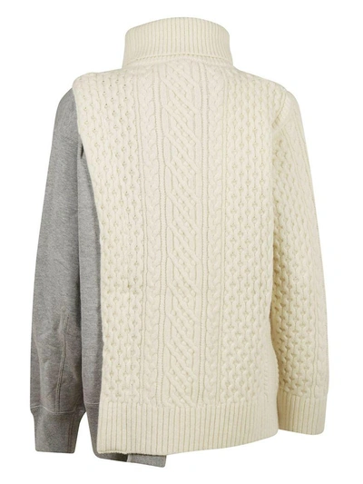 Shop Sacai Layered Knit Sweater In Beige