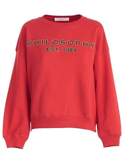 Shop Philosophy Di Lorenzo Serafini Felpa C/scritta Logo In Red