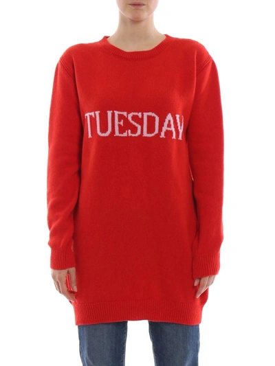 Shop Alberta Ferretti Tuesday Sweater Dress In Rosso Rosa