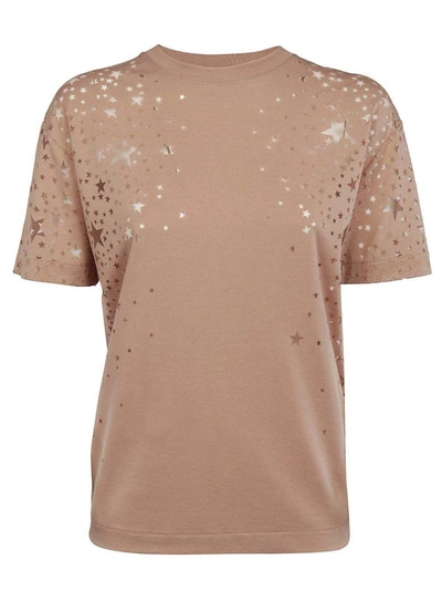 Shop Stella Mccartney Star Cut-out T-shirt In Beige