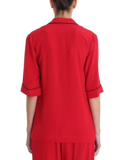 Shop Stella Mccartney Piped-trim Red Silk-crepe Shirt