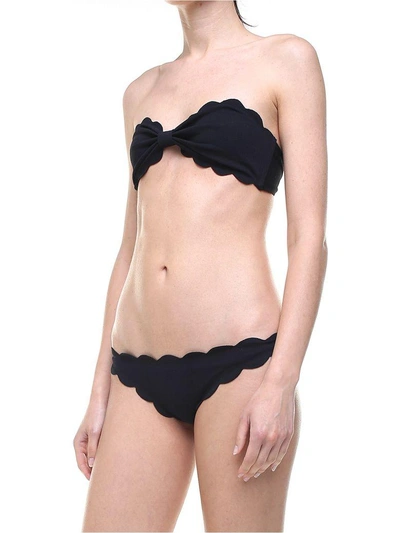 Shop Marysia Antibes Scalloped-edges Bandeau Bikini Top In Nero