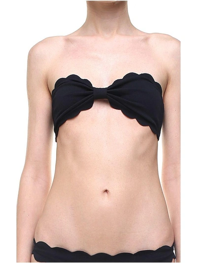 Shop Marysia Antibes Scalloped-edges Bandeau Bikini Top In Nero