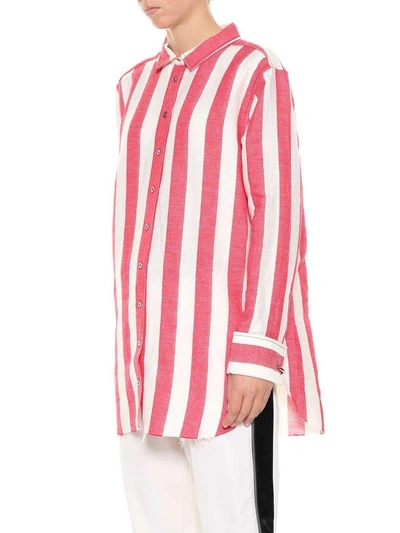Shop Marques' Almeida Striped Oversized Shirt In Rosso