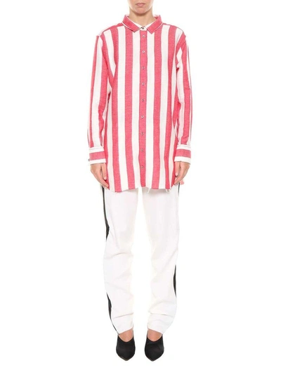 Shop Marques' Almeida Striped Oversized Shirt In Rosso