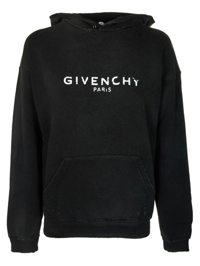 Shop Givenchy Distressed Logo Hoodie