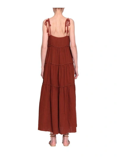 Shop See By Chloé Emrboidered Cotton Dress In Bordeaux