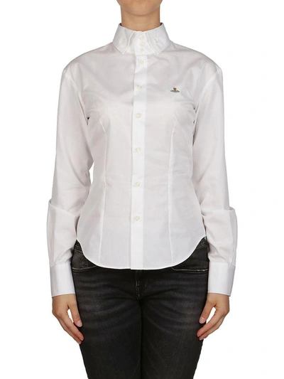 Shop Vivienne Westwood Embroidered Logo Shirt In White