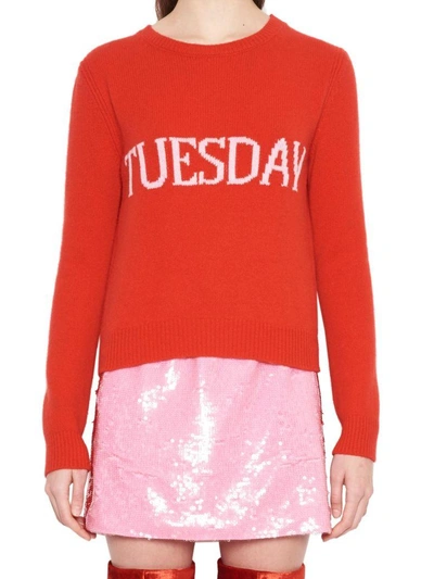 Shop Alberta Ferretti 'raimbow Week' Sweater In Red