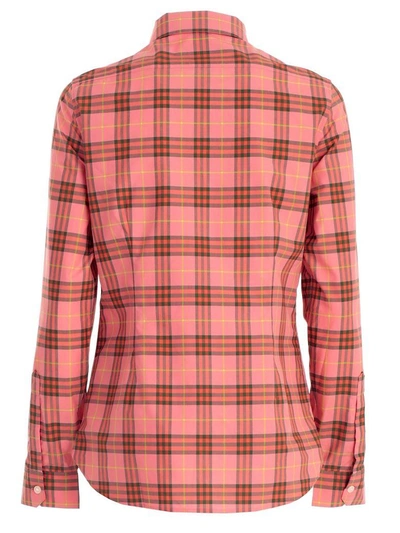 Shop Burberry Checked Shirt In Acoral Red Ip Check