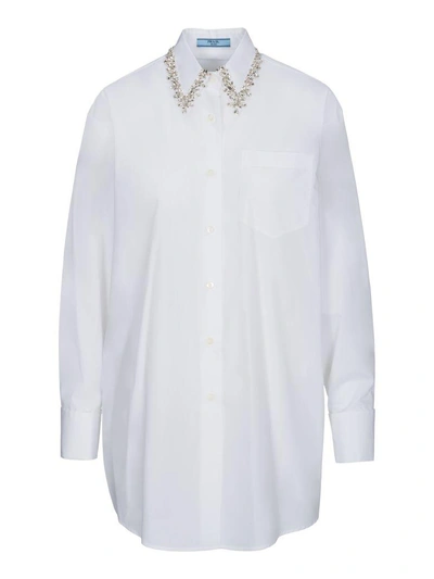 Shop Prada Camicia Strass In White