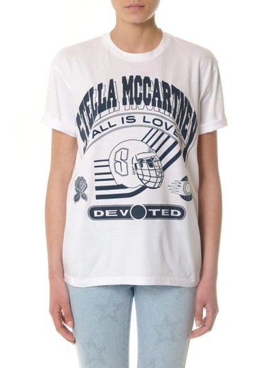 Shop Stella Mccartney All Is Love White & Blue Cotton T-shirt In White/blu