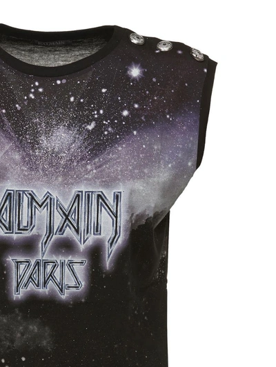 Shop Balmain Printed Sleeveless T-shirt In Basic