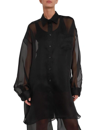 Shop Maison Margiela Organza Oversize Shirt In Nero