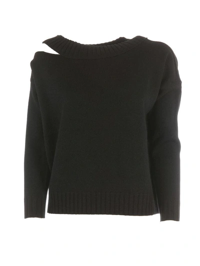 Shop Vince Asymmetric Cut-out Sweater In 001blk Black