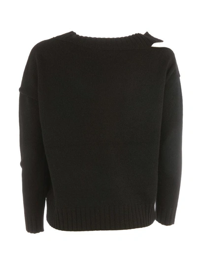 Shop Vince Asymmetric Cut-out Sweater In 001blk Black