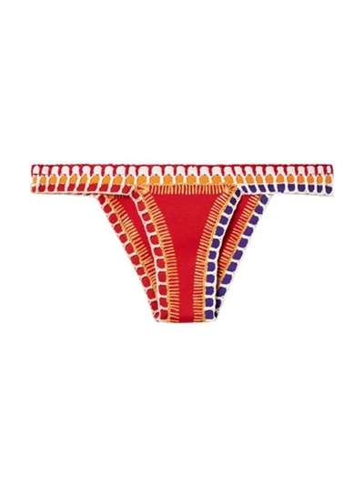 Shop Kiini Kaia Crochet-trimmed Bikini Brief In Rosso