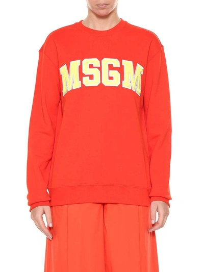 Shop Msgm Logo Sweatshirt In Arancio