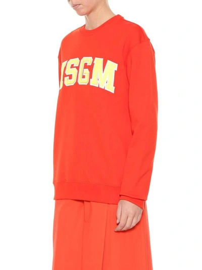 Shop Msgm Logo Sweatshirt In Arancio