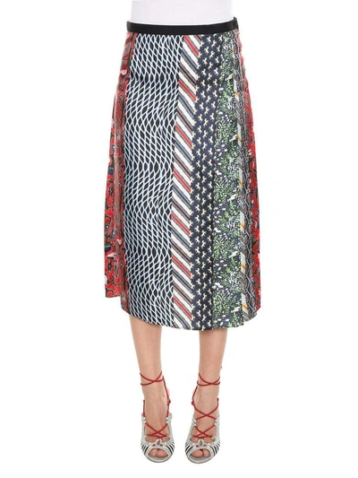 Shop Carven Printed Silk Midi Skirt In Multi