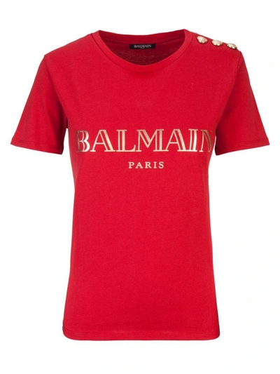 Shop Balmain Paris T-shirt In Rosso