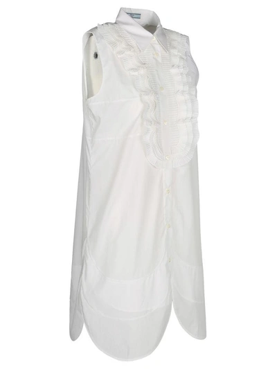 Shop Prada Shirt Dress Plastron In White