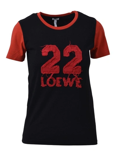 Shop Loewe Black And Red Varsity T-shirt