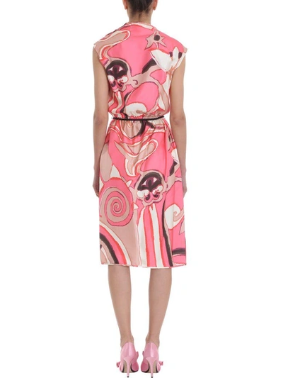 Shop Marc Jacobs Drapped Multicoloured Silk Printed Tie Waist Dress In Rose-pink