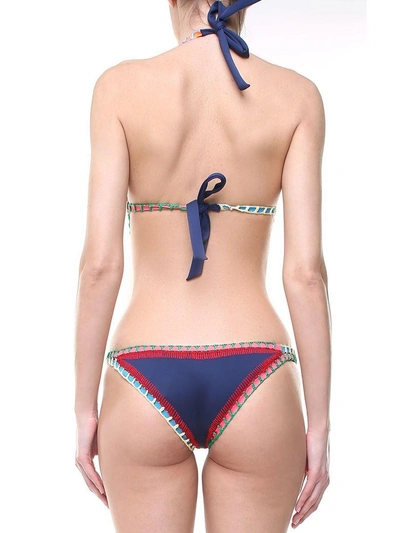 Shop Kiini Tasmin Mono Maillot Croquet-trimmed Swimsuit In Blu