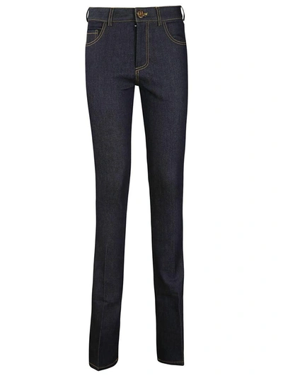 Shop Victoria Beckham Raw Stretch Bootcut Jeans In Deep Indigo