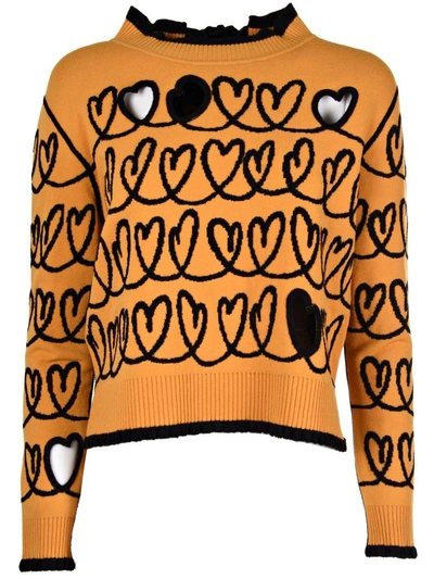 Shop Fendi Cut-out Heart Sweater In F12qc Zabaione
