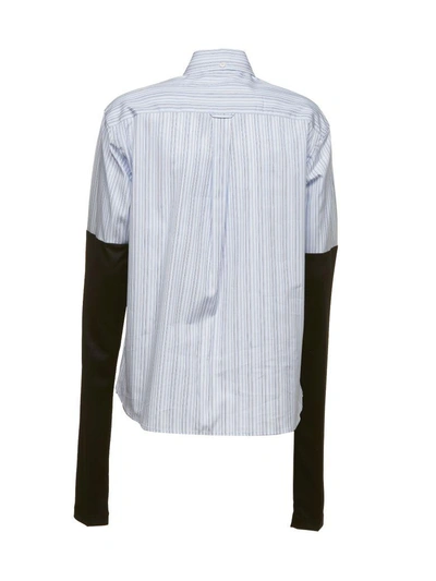 Shop Prada Striped Hybrid Shirt In Azzurro Nero