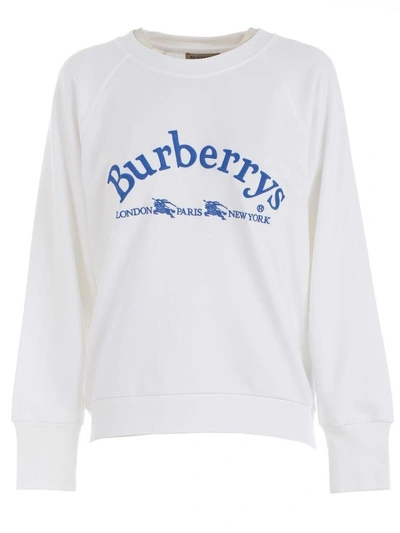 Shop Burberry Logo Sweatshirt In Awhite