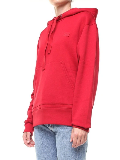 Shop Acne Studios Ferris Face Cotton-jersey Hoodie In Rosso