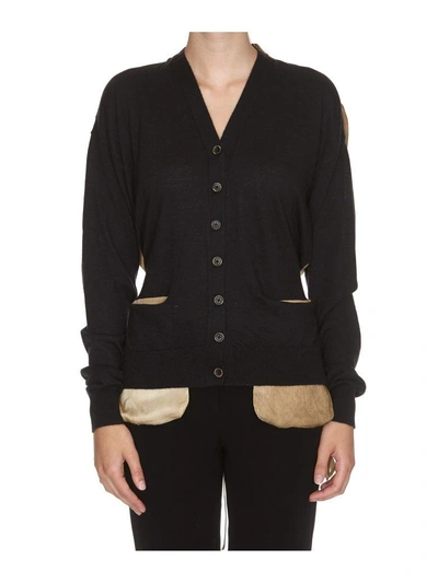 Shop Uma Wang Cardigan In Black/tan